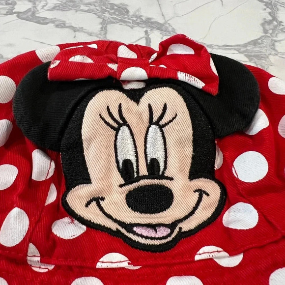 Disney Minnie Mouse Bucket Hat Sun Hat Red Polka  Dots Baby O/S Girl - Picture 2 of 5